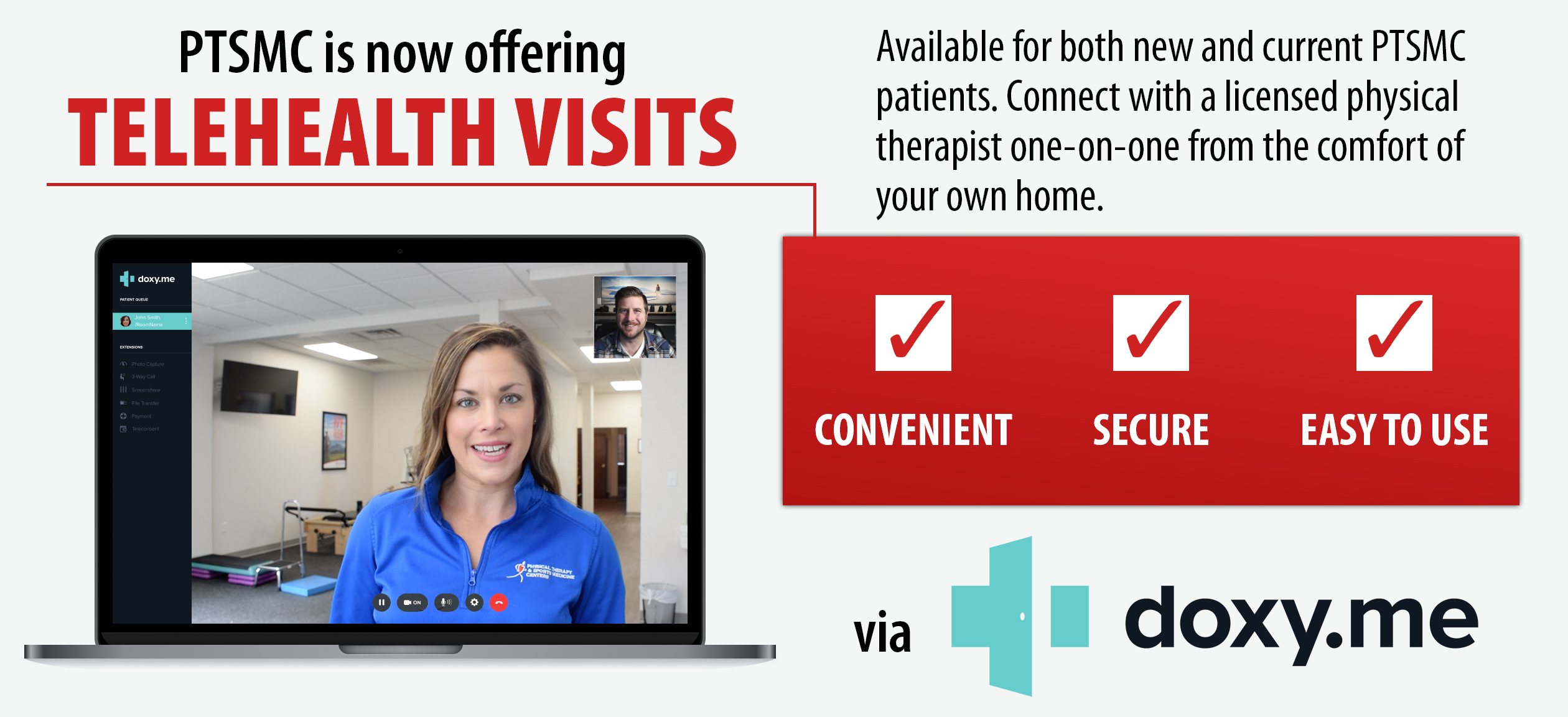 DoxyMe telehealth physical therapy visits