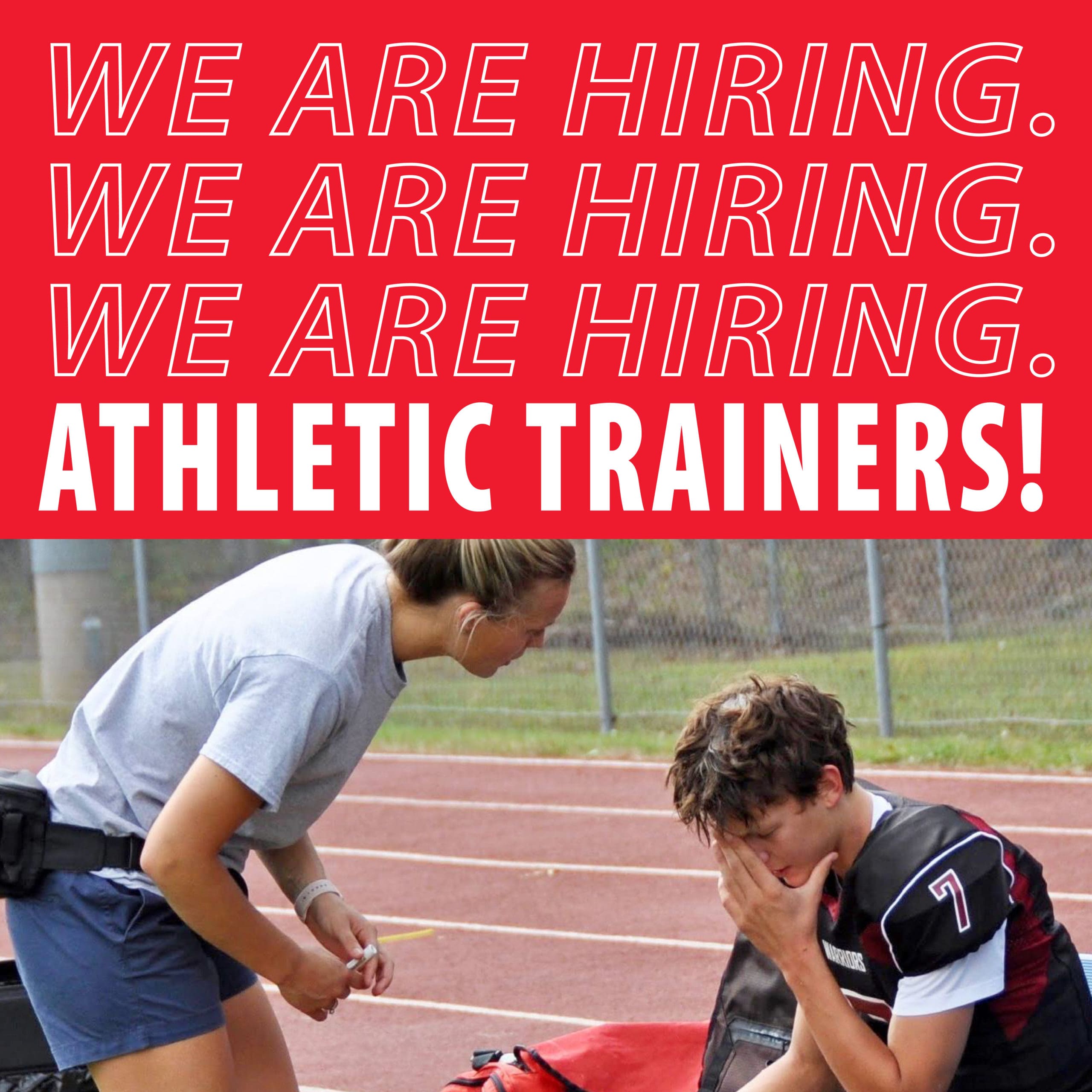 we are hiring athletic trainers poster